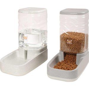 Automatic Dog Cat Gravity Food and Water Dispenser Set with Pet Food Bowl